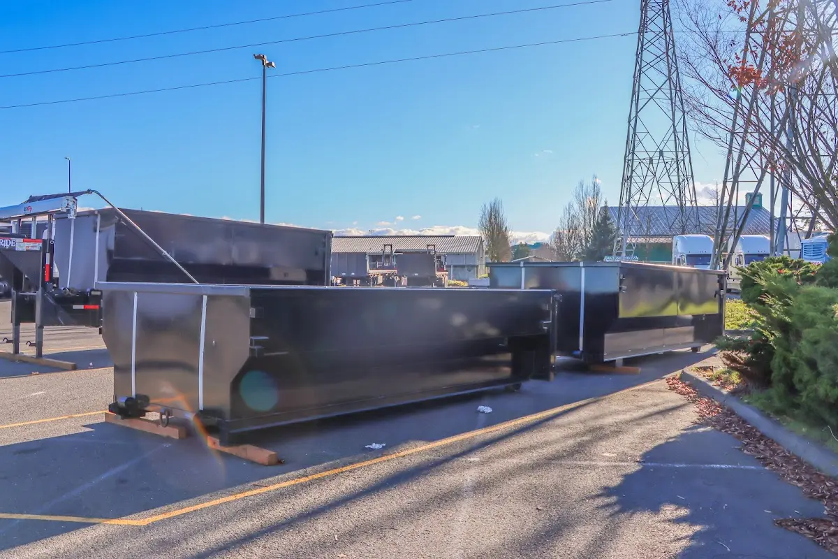 Roll-off dumpster ready for waste disposal at job site for Commercial Dumpster Rental in Trophy Club
